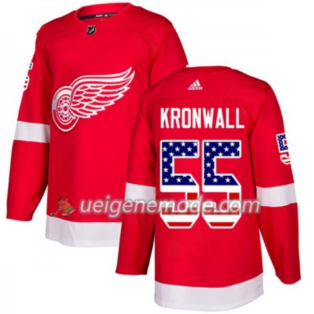 Herren Eishockey Detroit Red Wings Trikot Niklas Kronwall 55 Adidas 2017-2018 Rot USA Flag Fashion Authentic